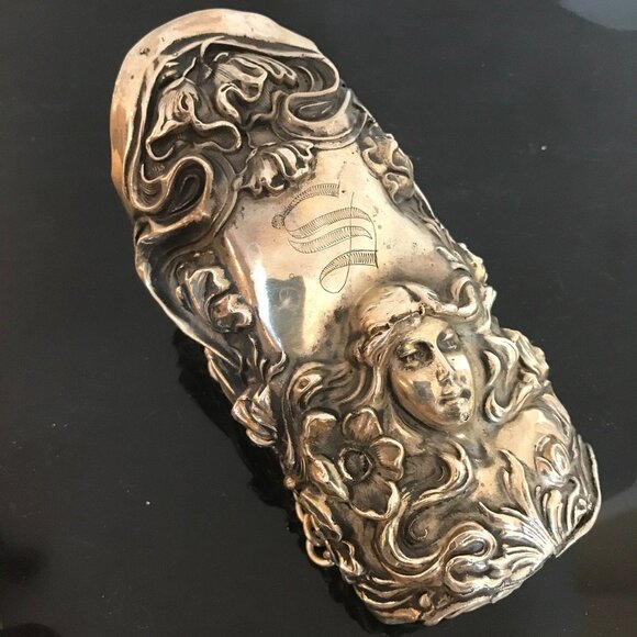 Goddess Sterling Silver Wide Bracer Bracelet Gladiator Cuff Art Nouveau … - Picture 12 of 13